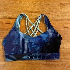 F21 Blue Patterned Sports Bra-XS